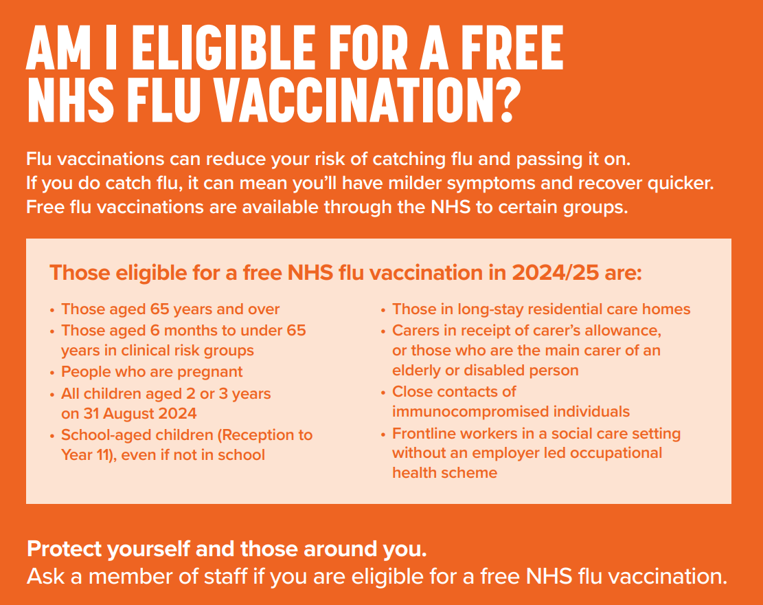 Am I eligible for a free NHS flu vacciniation?